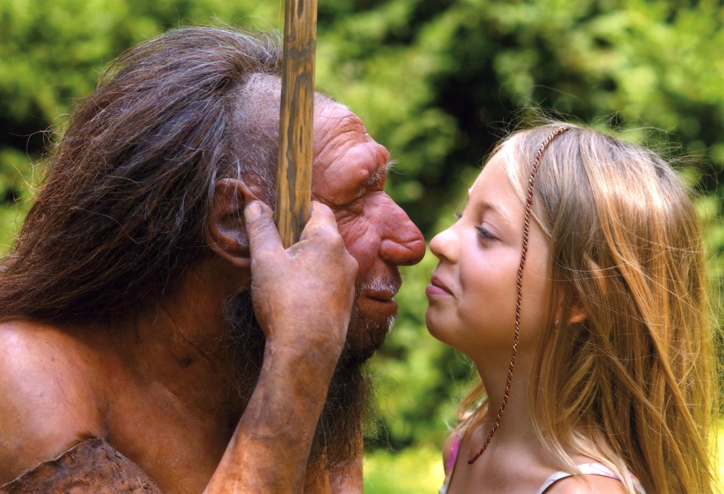 Young girl with her Neanderthal ancestor~Eraser InPixio11