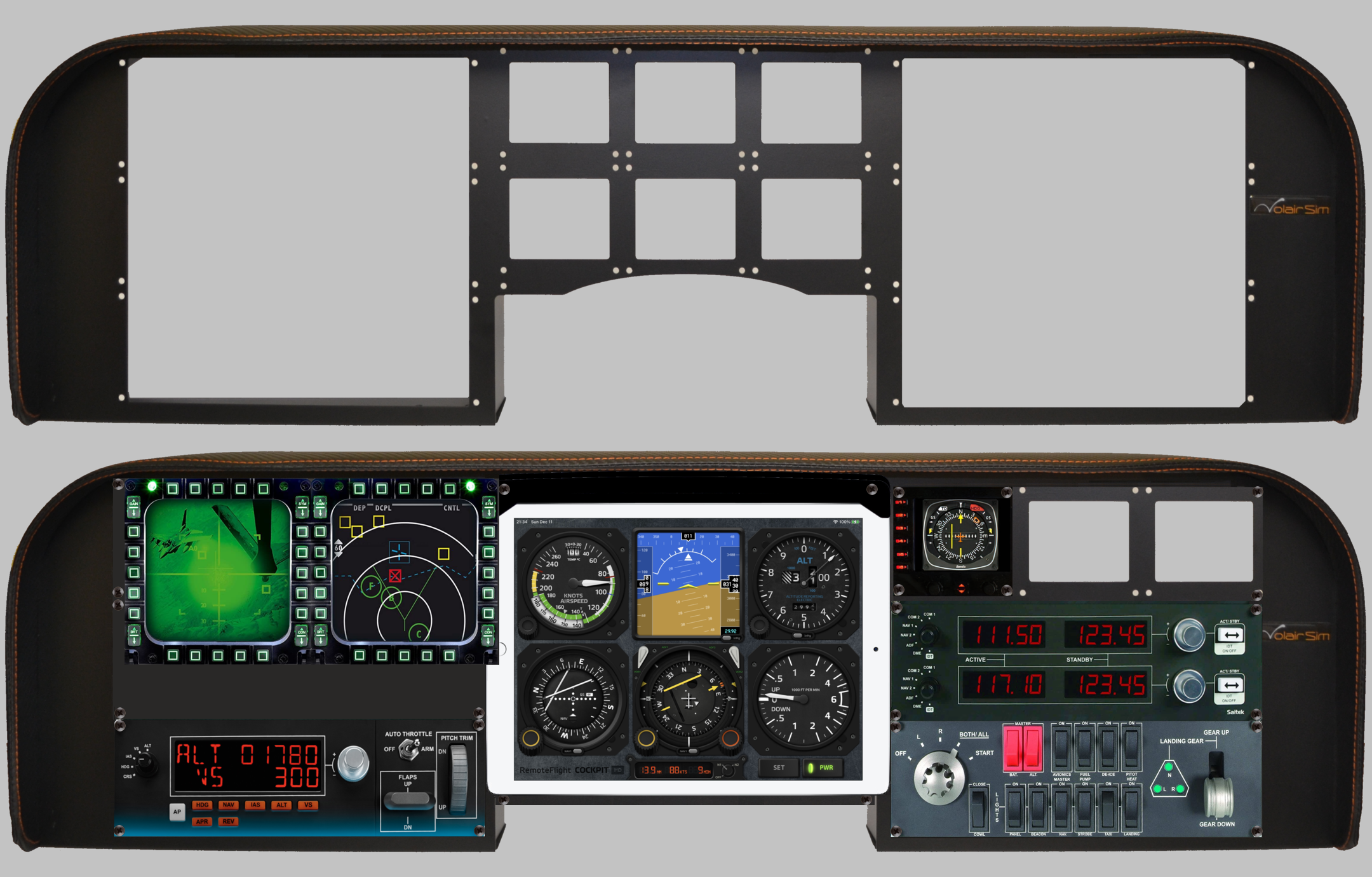 03 VolairSim white 4k full panel RemoteFlight Cockpit HD
