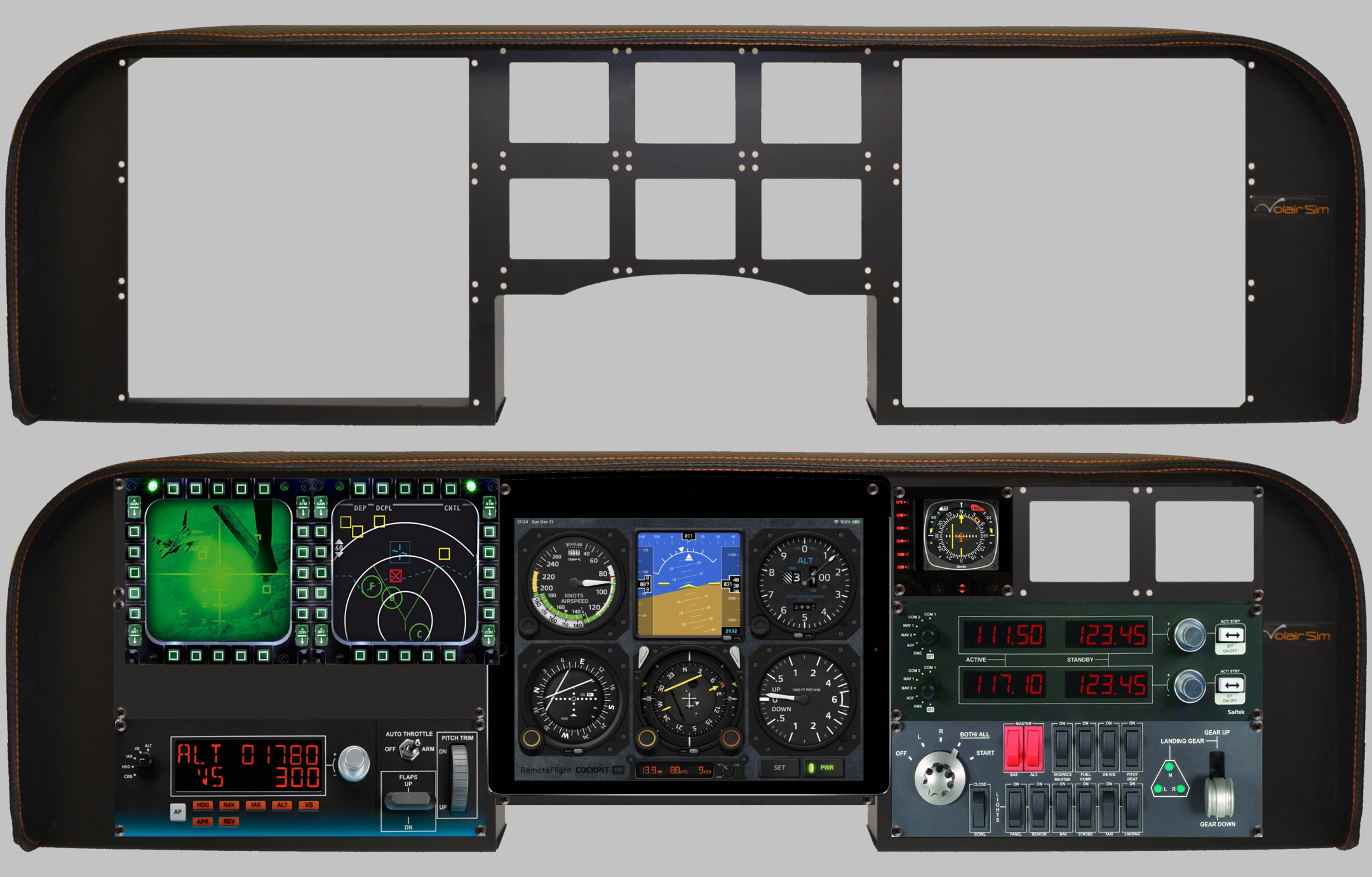 05 VolairSim black 4k full panel RemoteFlight Cockpit HD