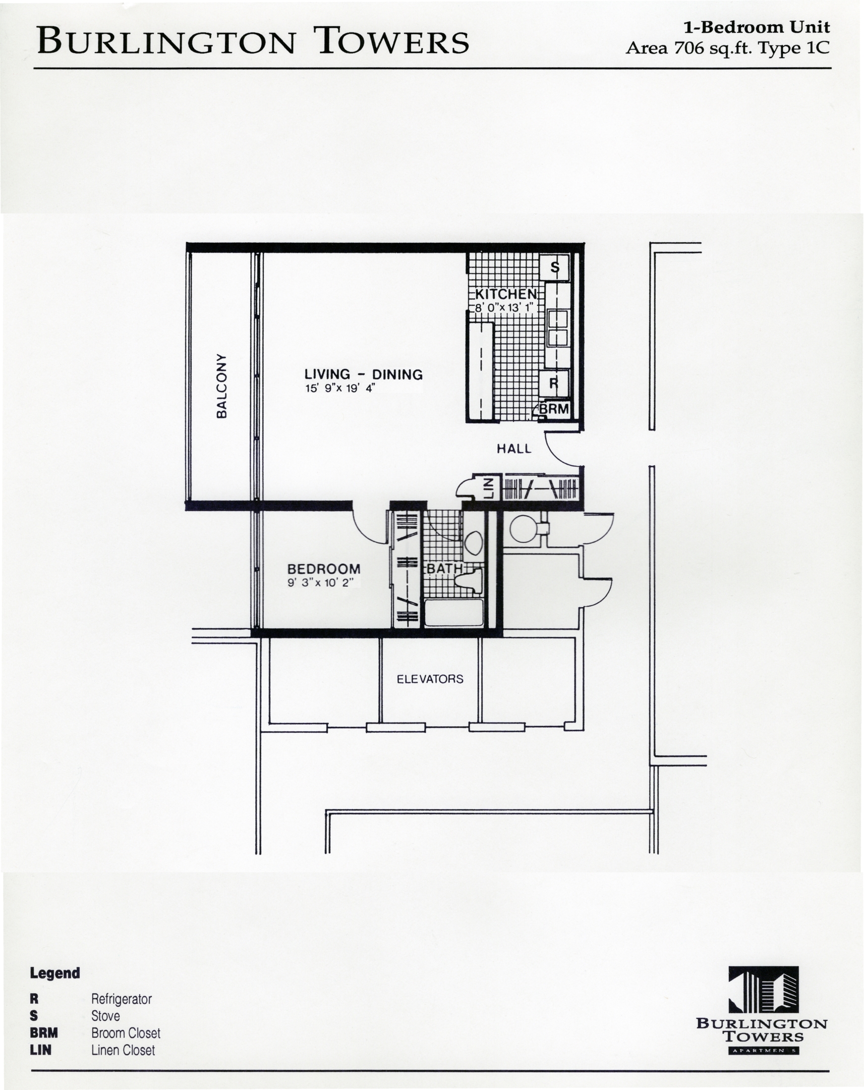 BurlingtonTowers~1bedroom~Type1c~1305