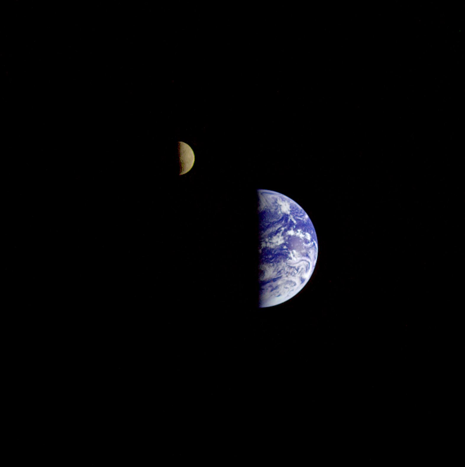 1992: “Family portrait” of Earth and Moon... from the Galileo spacecraft